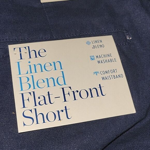 Croft & Barrow Linen Blend Flat Front Shorts 36 NWT 8.5 in Inseam Navy - Picture 4 of 7